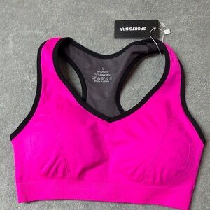 Sports Bra in Vibrant Pink and Black